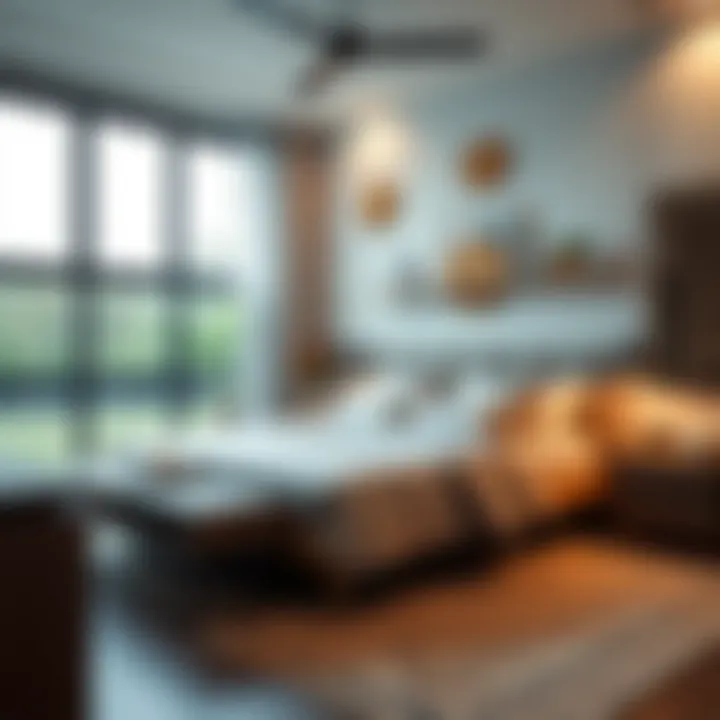 Modern bedroom with an artistic blend of storage and decor