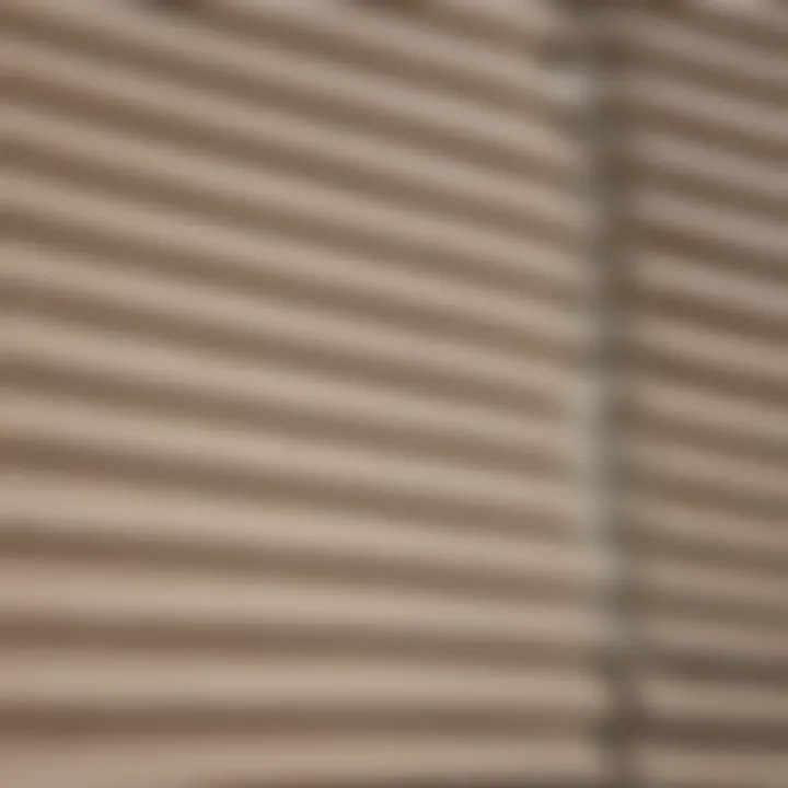 Close-up view of mini blinds showcasing their texture and material