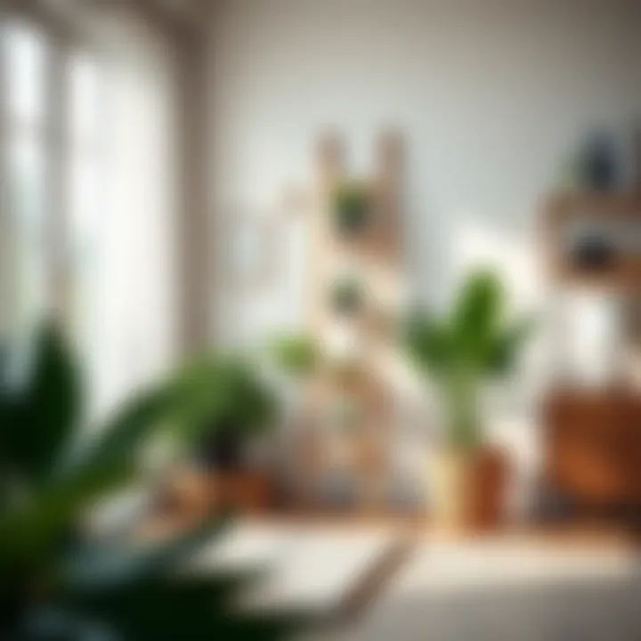 Modern Home Decor with Ladder Shelf Modern interior featuring a plants ladder shelf