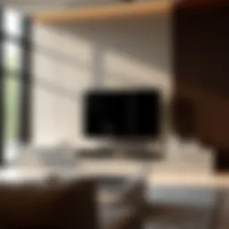 Sleek contemporary TV stand with a 90-inch screen