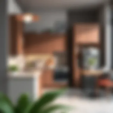 Creative Designs in Modular Kitchen Cabinets An artistic representation of different modular kitchen cabinet designs highlighting innovation and creativity.