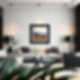Elegant black frame showcasing artwork in a modern living room