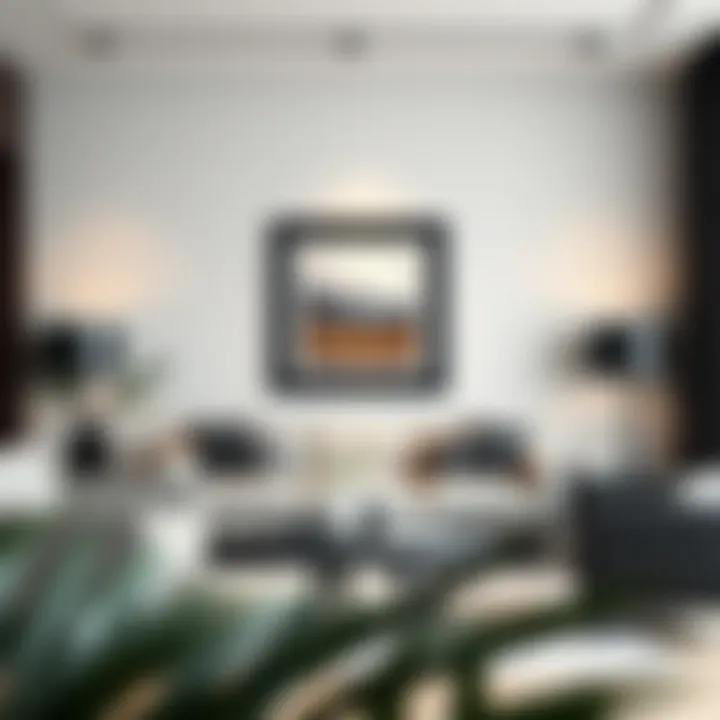 Elegant black frame showcasing artwork in a modern living room
