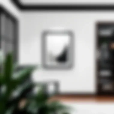 Stylish black frame accentuating a monochromatic artwork in an office