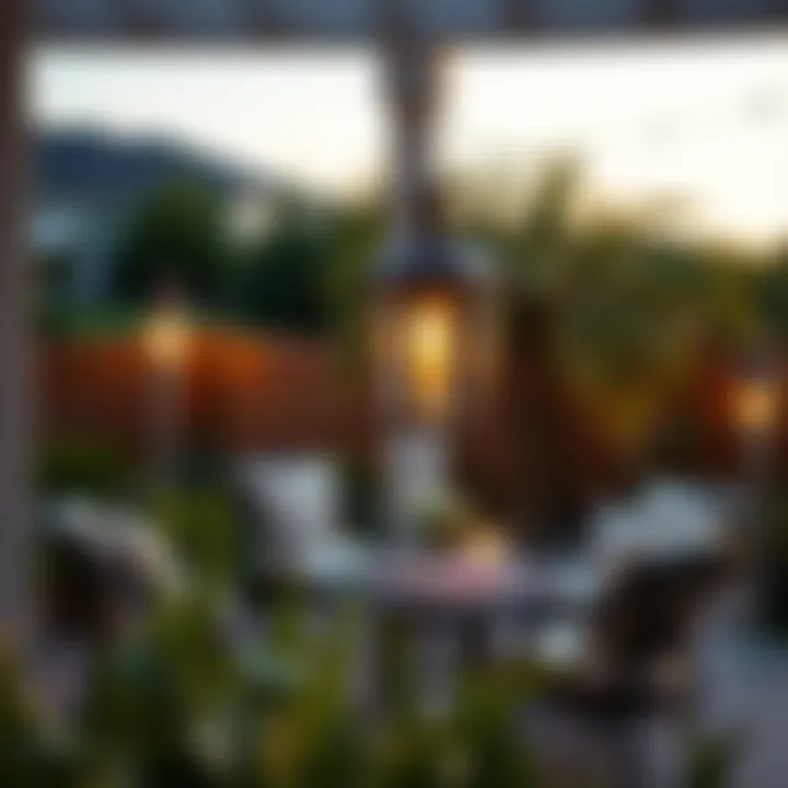 Patio Setting with Installed Lantern Lights Installation of outdoor lights enhancing a patio setting