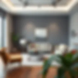 Modern living room layout with virtual furniture placement