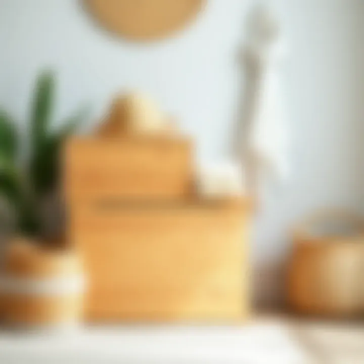 Rustic wooden laundry basket with natural finish