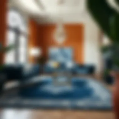 Focal Point of Style with Safavieh Navy Blue Rugs Stylish interior featuring a Safavieh navy blue rug as a focal point