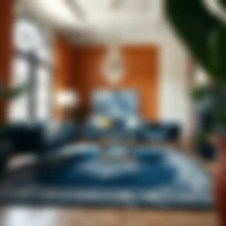 Focal Point of Style with Safavieh Navy Blue Rugs Stylish interior featuring a Safavieh navy blue rug as a focal point