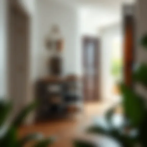 Elegant shoe rack with wooden top enhancing hallway aesthetics