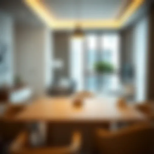 Chic small dining table with modern chairs in a stylish apartment