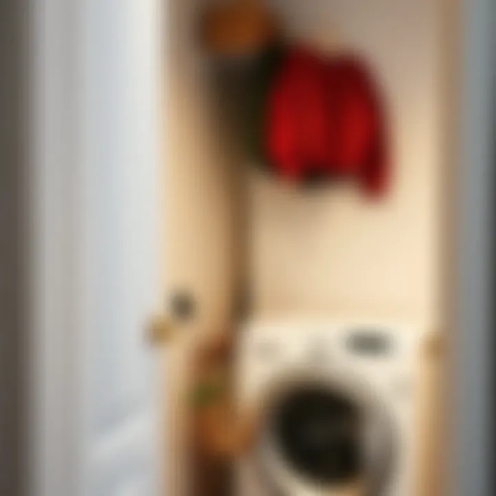 Maximizing Space with Innovative Design Space-saving wall-mounted drying rack in a compact laundry area.