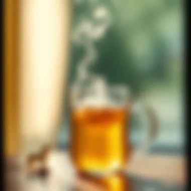 Captivating Warmth in Transparency Close-up of clear tea mug with steaming tea