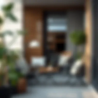 Stylish balcony setting featuring foldable chairs