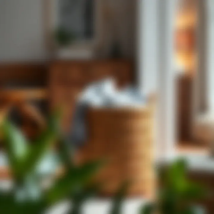 Stylish wooden laundry basket integrated into stylish home decor