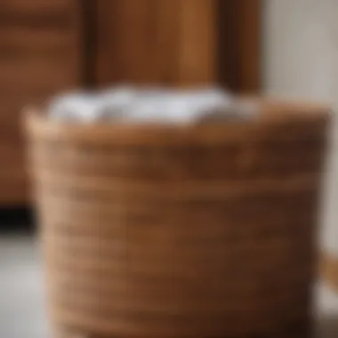 The Beauty of Teak: Natural Grain Patterns Elegant teak laundry basket showcasing natural grain patterns