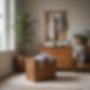 Teak Laundry Basket: A Modern Touch to Interiors Stylish teak laundry basket in a modern living space