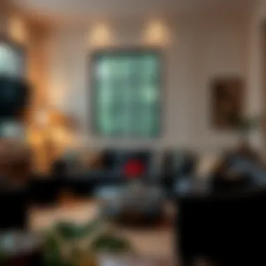 Elegant living space featuring a curated three-piece black leather furniture set