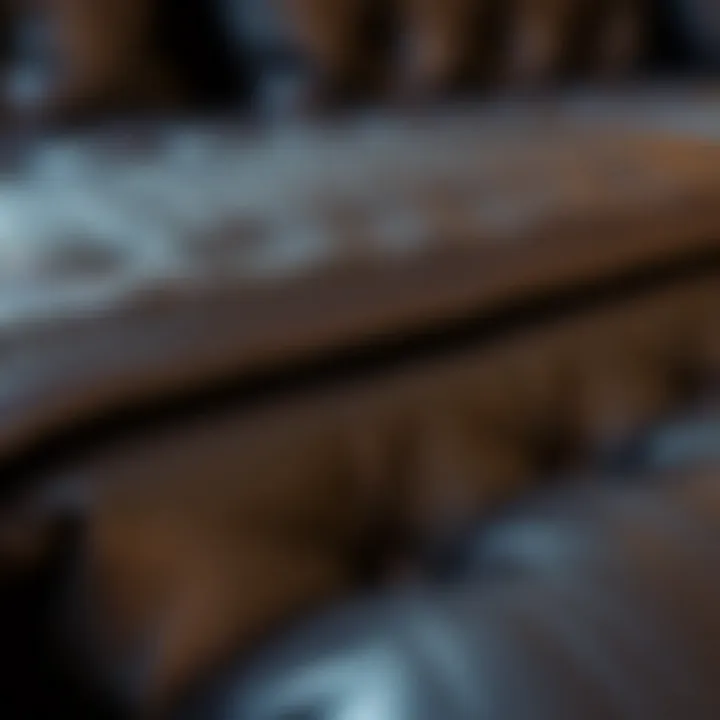 Close-up of high-quality black leather texture with intricate detailing