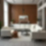 Contemporary living room with a stylish white leather sofa