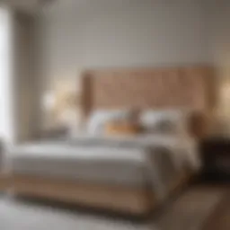 Luxurious king bed in a modern bedroom setting