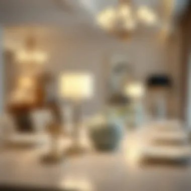 Elegant Dining Table with Touch Lamps Dining table set with cordless touch lamps creating an elegant mood