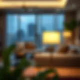 Stylish cordless touch table lamp illuminating a modern living room