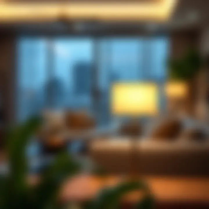 Stylish Cordless Lamp in Modern Setting Stylish cordless touch table lamp illuminating a modern living room