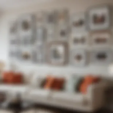 Gallery Wall in Living Room A well-lit living room featuring a gallery wall with various artworks
