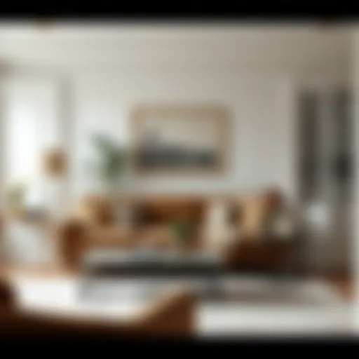 Elegant living room featuring a stylish three-seat sofa