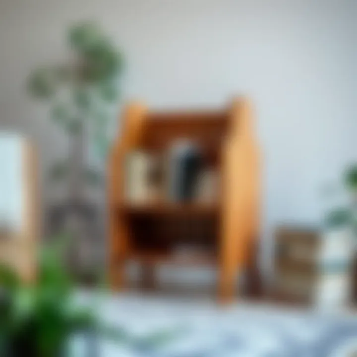 Craftsmanship in Wood: Standalone Book Rack Artisan-crafted wooden standalone book rack showcasing craftsmanship