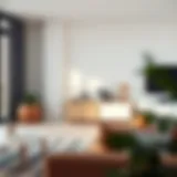 Elegant minimalist standalone book rack in a modern living room