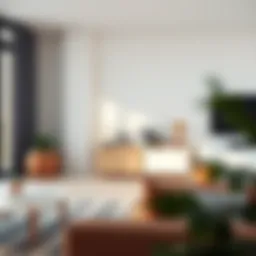 Elegant minimalist standalone book rack in a modern living room