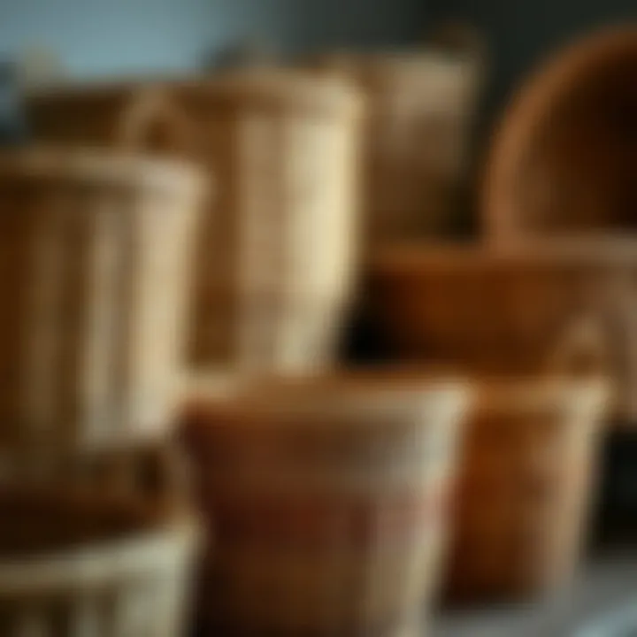 Diverse Textures and Colors in Design Various wicker baskets showcasing different textures and colors