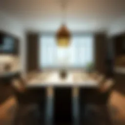 Elegant counter height table set in a modern kitchen