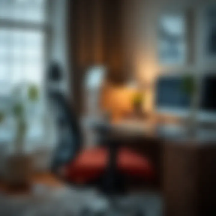 Ergonomic Design for Comfort Close-up of ergonomic chair and desk arrangement