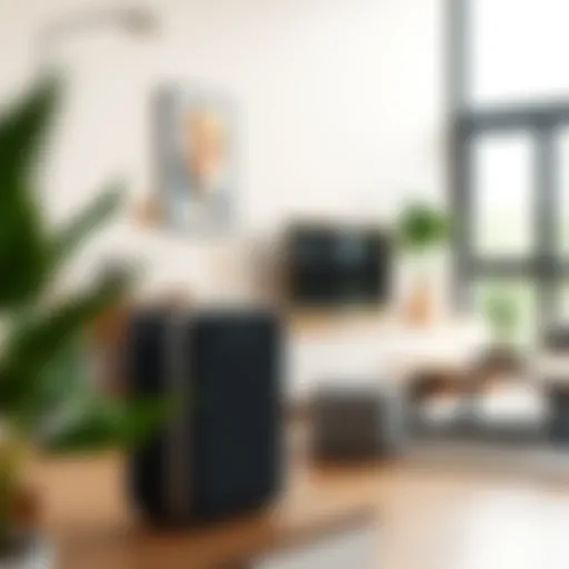 High-tech air purifier in a modern living room