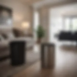 Stylish extra trash can in a modern living room setting