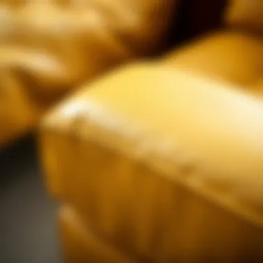 Close-up of yellow leather texture highlighting craftsmanship