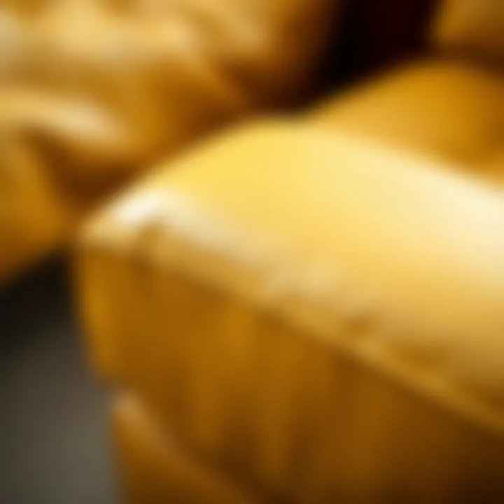 Close-up of yellow leather texture highlighting craftsmanship