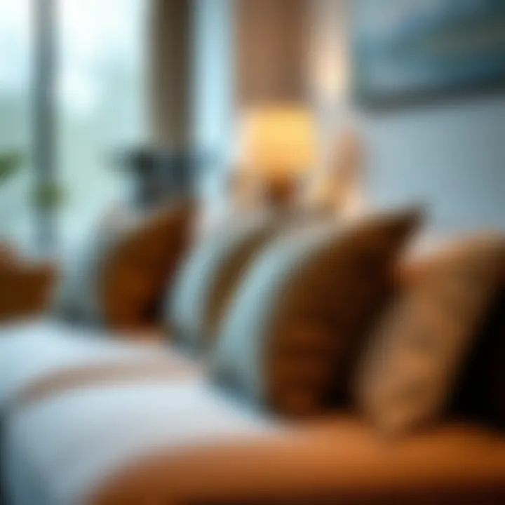 Elegant Arrangement of Lumbar Pillows in Contemporary Interior An elegant arrangement of lumbar pillows enhancing a contemporary interior