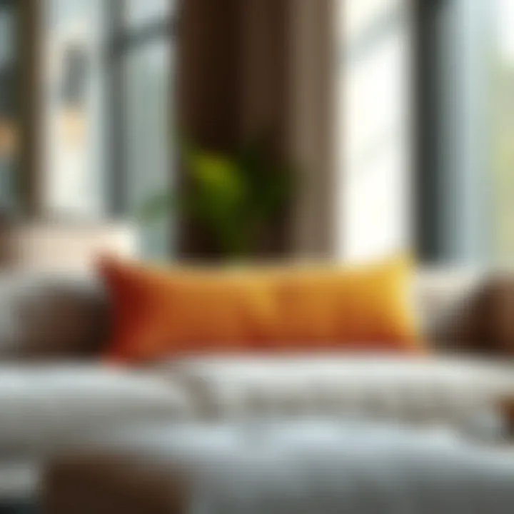 Stylish Lumbar Pillow Set on Modern Sofa A stylish lumbar pillow set displayed on a modern sofa