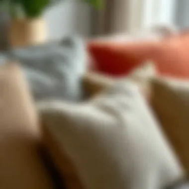 Close-up of Textured Lumbar Pillows Close-up of thoughtfully designed lumbar pillows showcasing various textures