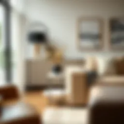 Elegantly styled small off-white end table in a modern living room