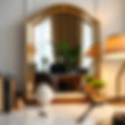Elegant small desk mirror reflecting a stylish workspace