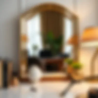 Elegant Desk Mirror Reflection Elegant small desk mirror reflecting a stylish workspace