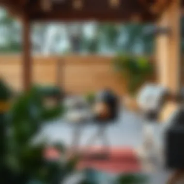 Stylish folding side table integrated into patio decor