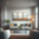 A captivating three-piece painting set displayed in a modern living room.