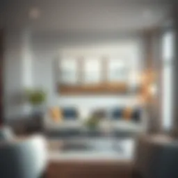 A captivating three-piece painting set displayed in a modern living room.