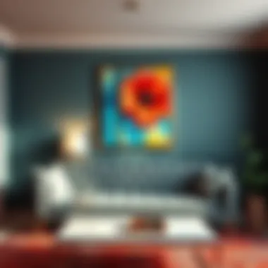 Vibrant Color Palette of Three-Piece Art Vibrant color palette of a three-piece painting set enhancing interior decor.